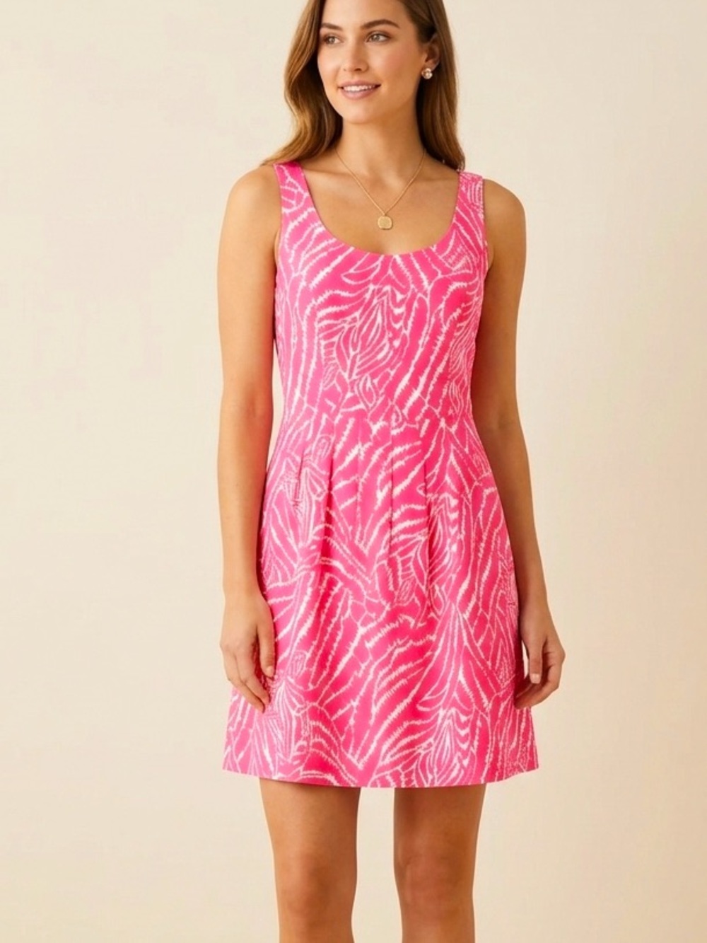 LILLY PULITZER Show Me Your Stripes Pink Sleeveless Dress Zebra Silk Women’s 4